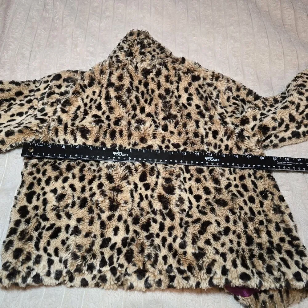 Lucky Brand House of Fire Leopard Print Brown Jacket Cropped Girls L 10/12